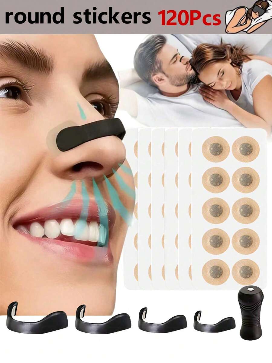 120pcs Set, Magnetic Dilator, 4 Nose Clips And 1 Magnetic Expander, External Strips, Inhalable Strips, Magnetic Strips And Expander Combo, Unisex, Suitable For Sports, Home, Travel And Business Trips. An Ideal Gift For Family, Friends And Loved Ones. - Multicolor - View 1