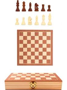 Bluelander Ajedrez de Madera Plegable 29 X 29 cm Abierto (29 x 14.5cm Cerrado), Tablero de Ajedrez con Piezas, Juego de Ajedrez Profesional Portátil para Niños y Adultos, Chess - 1 - Ver 4