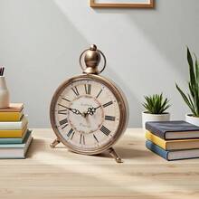 欧式复古铁艺彩绘台钟，客厅卧室家居装饰，挂钟，桌面仿古风格静音无滴答装饰时钟房间装饰数字时钟闹钟卧室装饰宿舍装饰返校装饰学校惊喜