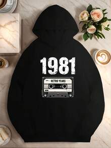 1981 Vintage Cassette Tape Women-S Plus Size Casual Hoodies - 黑色4 - 查看 1