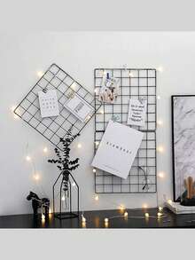 Mesh Photo Wall, Metal Wire Grid Wall Photo Display Rack, Photo Collage Board, Metal Grid Wall Panel Room Decor, DIY Iron Art Photo Frame Collage Wall Decor, Foldable Multi-Photo Storage Rack. Home Decor Back To School Supplies, Wall Decor, Room Decor, Home Decor, Room Accessories, Bedroom Decor, Wall Mounted Shelves.