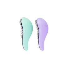 Glide Thru Detangling Brush For Adults And  - Detangler Brush For Curly Or Straight, Wet Or Dry Hair - Gentle On Tangles Hair Comb - 7.5x3-Inch, Turquoise And Purple (Pack Of 2) - 紫色 - 查看 1