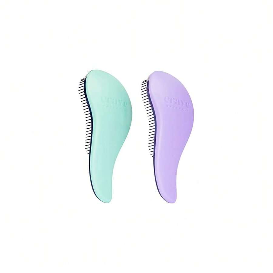 Glide Thru Detangling Brush For Adults And - Detangler Brush For Curly Or Straight, Wet Or Dry Hair - Gentle On Tangles Hair Comb - 7.5x3-Inch, Turquoise And Purple (Pack Of 2) - 紫色 - 查看 1