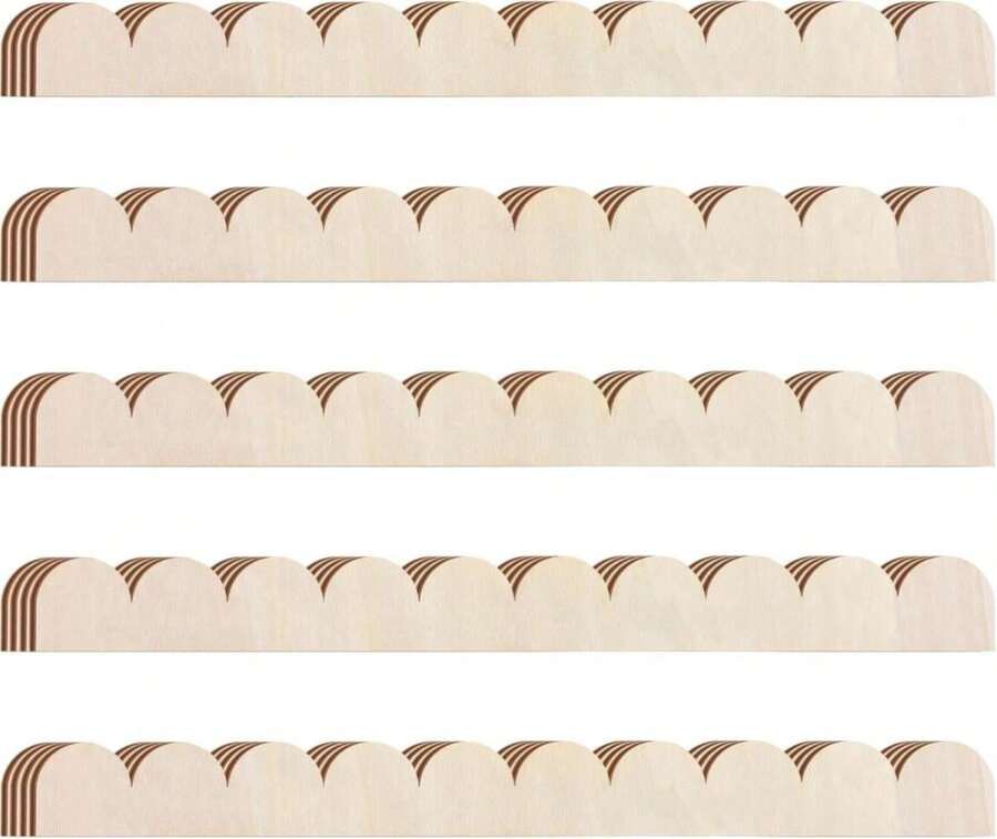 Threehoney 24 Pack Unfinished Scalloped Decorative Wood Trim Scalloped Edge Decorative Wood Molding Cute DIY Moulding Trim For Christmas Home Wall Cabinet Shelf And Window Door (1575 X 354 Inch) - ColorB - View 1