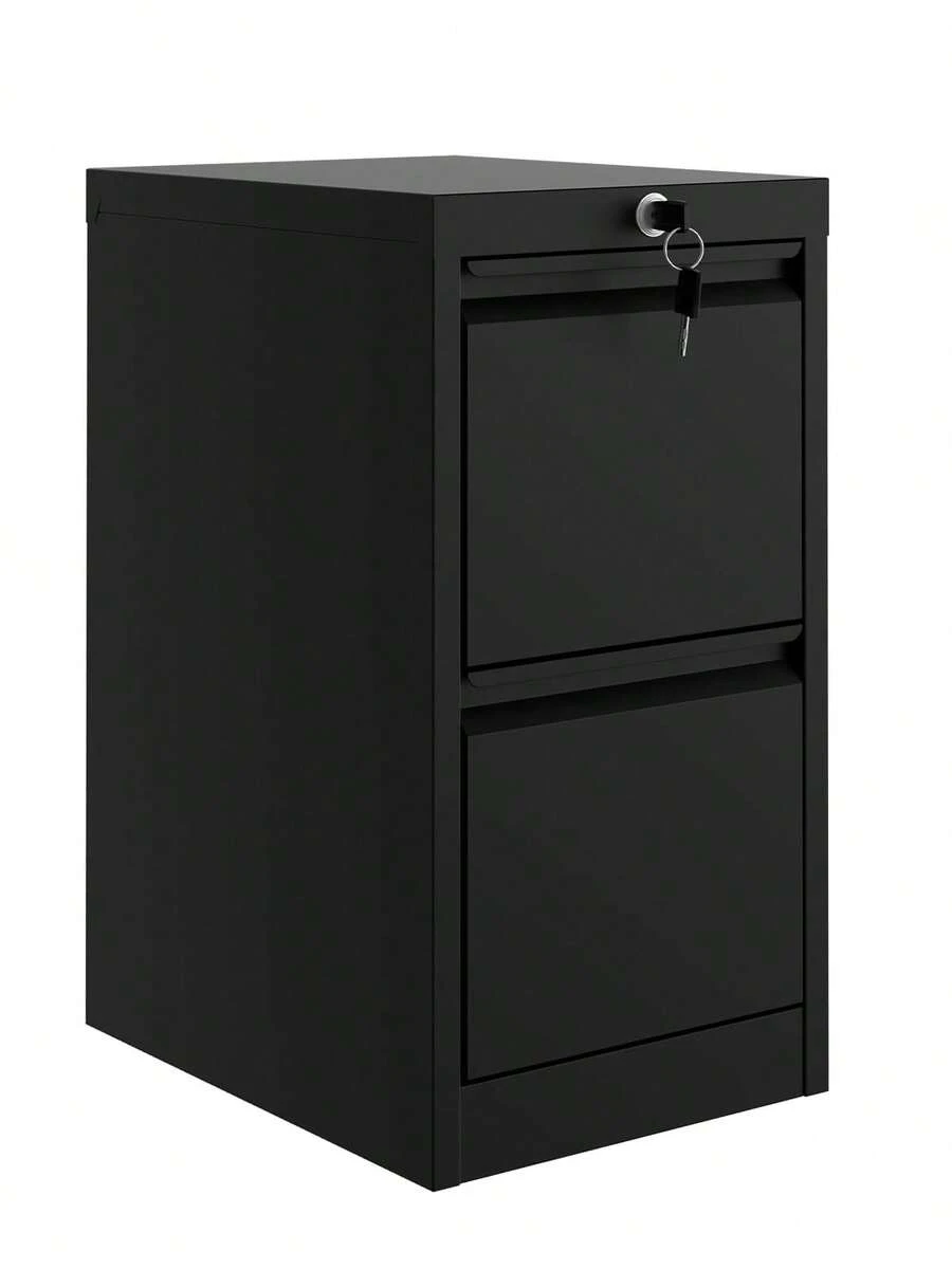 Huisuilinss 2 Drawer File Cabinet With Lock,Vertical Metal Filing Cabinet For Letter/Legal Size Documents,File Storage Cabinet,Under Desk Storage Organizer For Home Office - Negro - Ver 1
