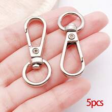 5/50个龙虾爪扣，锌合金旋转弹簧钩带钥匙圈，龙虾钥匙扣，适用于挂绳、手提包、钱包、DIY工艺品和珠宝制作 - 銀色 - 查看 21