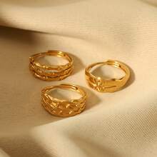 European And American INS Niche Stainless Steel Ring 18K Gold Plated Adjustable Hand Jewelry For Women Vintage Titanium Steel Accessories - YYR023149 - Xem 4