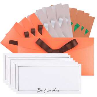 60pcs/Set,30 Ribbon Creative Envelopes, 30pcs Of Greeting Cards With The Word "Thank You",Long Three-Color Retro Series Pearlescent Paper Envelopes, Suitable For Various Occasions Such As Thanksgiving