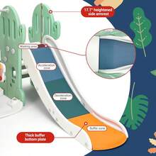 Tobogán y columpio de 18 cm para niños pequeños, tobogán de 193 cm de largo para niños de 1 a 3 años, juego para interior y exterior con columpio ajustable, aro de baloncesto, fútbol, golf y lanzamiento de aros. - Verde - Ver 7