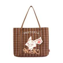 Miniso Túi xách kẻ caro thuộc series Zootopia của Disney - Có hình Judy và Nick, đáy được gia cố, chịu lực tốt, phù hợp cho văn phòng và những chuyến đi ngắn (1 chiếc) - Nhiều màu - Xem 7