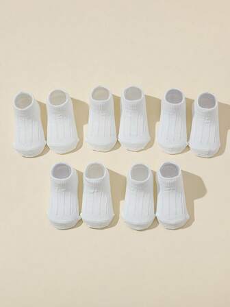 5 Pairs Baby/Toddler Solid Color Breathable Ankle Socks, Spring/Summer