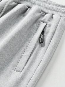 1pc Men's Casual Sports Straight Leg Pants, Zipper Pockets, All Season - Light Grey - View 4