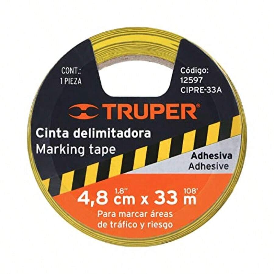 Truper CIPRE-33A Rollo de 33 m de cinta delimitadora amarilla/ negro - Amarillo - Ver 1