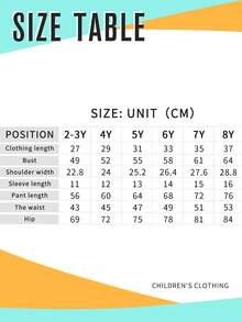 Conjunto de blusa de manga corta con estampado de dibujos animados y pantalones estampados para niñas pequeñas - Blanco - Ver 8