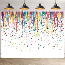 1 Colorful Building Block Birthday Party Background Dynamic Polyester Banner, With Balloon Gift Box And Snowflake Design, Suitable For Family Room Or Wall Decoration, Very Suitable For Photo Props, A Variety Of Birthday Backgrounds To Choose From. - Multicolor - View 7