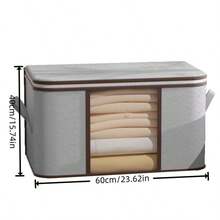 1pc Grey Clothes Storage Bag, Blanket Storage Bag, Multipurpose Storage Bag, Dual Zipper Waterproof Moisture-Proof, Suitable For Home Storage Of Quilts, Blankets, Clothes, Large Capacity Foldable Storage Bag, Decorations, Holiday Decorations, Room Decorations, Home Decor, Bedroom Decor, Dresses, Pants, Shoes, Jeans, Boots, Skirts, Bedroom, Storage Bag, Home Storage, White T-Shirts, Black Pants, Women's Winter Clothing, Dresses - View 2