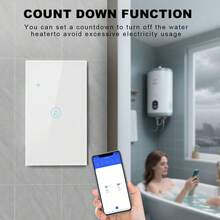 40A 8000W Max Power Smart WiFi Tankless Water Heater Switch - Touch Control Switch For Boiler And Heating System - Compatible With Alexa And Tuya Smart Life Home Automation - US/Brazil Standard AC 100-240V, Available In Black/White/Gold/Gray