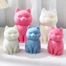 1pc 3D Sitting Cat Candle Mold Silicone Mold - White - View 4