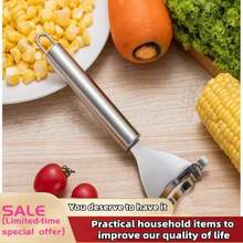 1pc Stainless Steel Corn Peeler With Serrated Blade, Vegetable Fruit Grater Shredder Cutter For Kitchen - Silver - View 11