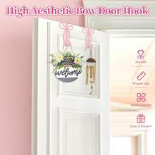 2/4个蝴蝶结门钩，耐用金属门挂，时尚蝴蝶结装饰配件，适用于橱柜、客厅、浴室、卧室、厨房、走廊、洗衣房等场所，可悬挂衣物、毛巾、帽子、外套、包包、腰带、配饰等，节省空间，适合现代家居，安装简便，承重力强，做工精良，优雅的装饰收纳方案。 - 彩色 - 查看 6