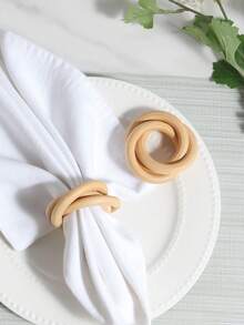2pcs Wooden Napkin Rings, Suitable For Weddings, Christmas, Restaurants, Family Gatherings, Daily Use - Add Style To Your Dining Table - Multicolor - View 10