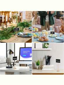 Cartel de pizarra pequeño con caballete, etiquetas de comida de buffet para fiestas, pizarra rectangular, tarjetas para lugares de boda, decoración para fiestas de cumpleaños - Multicolor - Ver 9