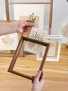1pc-High-Transparency Acrylic Glass Wood-Plastic Retro Photo Frame-Acrylic Specimen Display Frame-Simple Wooden Photo Frame-Suitable For Living Room And Bedroom Decoration - Multicolor - View 4