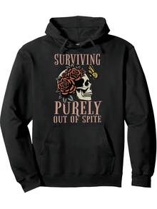 And Unisex This Little Light Of Mine Hooded Sweatshirt - Black With Lettering And Floral SkullCrossbones Back Design, Loose Fit Pullover Hoodie, Mid-Stretch Fabric, Adjustable Hood_537 - Black 16 - View 1