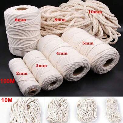 2/10/100米天然棉编织绳，扭绳，编织工艺，DIY家纺，圣诞派对装饰