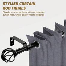 1 Set Heavy Duty Adjustable Curtain Rods For Windows 21-158 Inch With Twisted Decorative Cage Finials, Black Curtain Rod Set With Brackets, Ideal For Window & Shower Curtains, Home Decor, Curtains For Bedroom, 5/8 Diameter Curtain Rod - Black - View 4