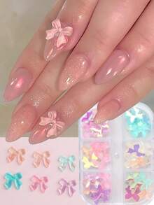 1 Box Bow Nail Art Decorations, 3D Bow Ribbons, Colorful Nail Art Accessories, Nail Art Jewelry, DIY Crafts, Nail Art Supplies, Women DIY Nail Art Decor Design, Nail Gems. Suitable For Valentine's Day, Wedding Gift Box And Daily Use.