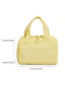 1 Large Capacity Double Wide Open Solid Color Toiletry Bag, Women's Portable Vacation Beauty Bag, Multi Pocket And Multi Slot Multifunctional Makeup Bag, Fashionable And Simple Partitioned Storage Bagtravel Essentials For Summer Holiday Back To School School Stuff Bag For School Wash Bag Travel - Màu vàng - Xem 7