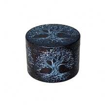 50mm 4-Layer Zinc Alloy Metal Grinder, Cartoon Sun & Tree Of Life Design, Manual Herb Grinder, Smoking Accessory - Multicolor - View 7