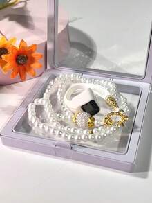 优雅悬浮盒串珠套装：花朵水钻戒指计数器+念珠手链、塔斯比赫计数器手链、计步器，适合节日聚会作为礼物 - 彩色 - 查看 7