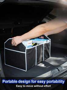 Extra Large Foldable Car Trunk Storage Box With 3 Compartments, Multipurpose Car Seat Organizer Box, Tool Storage Box, Suitable For Cars, Trucks, Keeps Your Vehicle Tidy - A - View 7