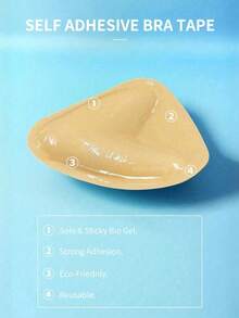 4.33in/11cm 1 Pair Self-Adhesive Silicone Thick Invisible Bra Pads, Suitable For Swimwear Bikini Enhancing Bust Pads, Solid Color Bra Cups - Khaki - View 12