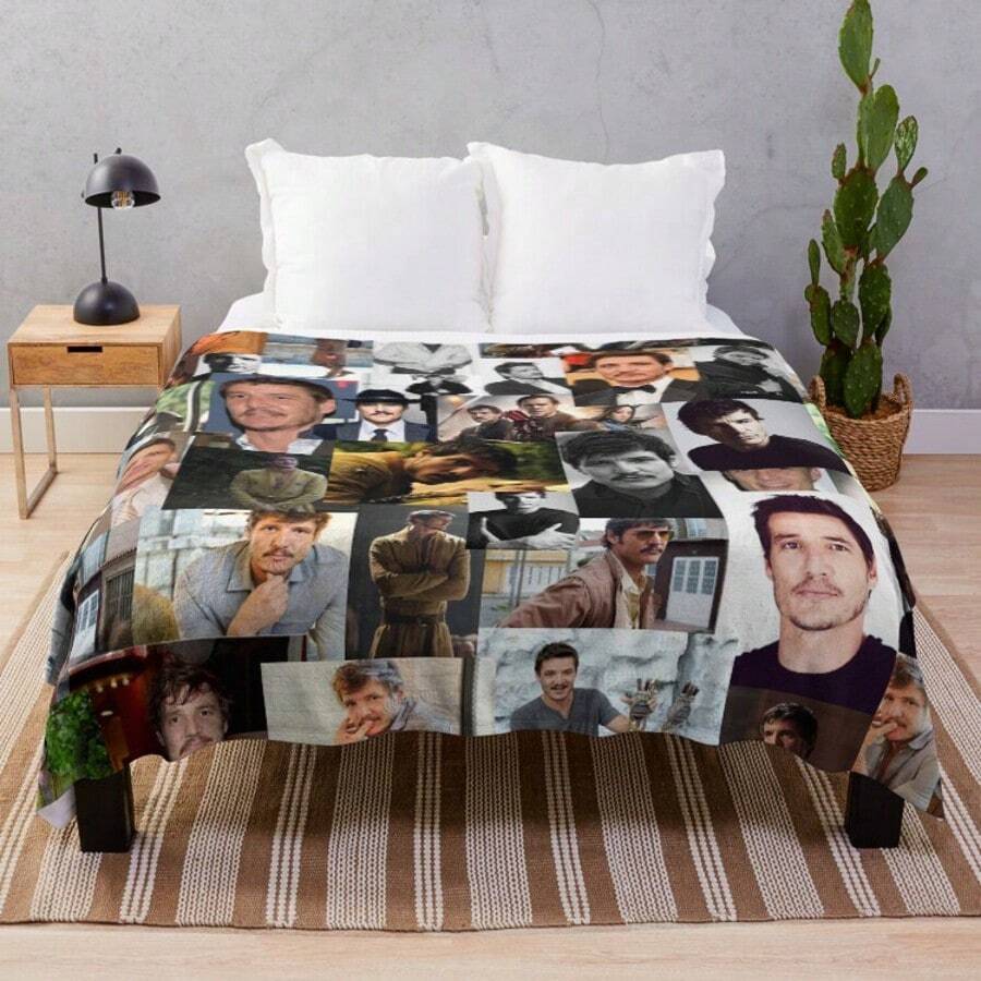Pedro Pascal Abstract Seamless Collage Throw Blanket - Ultra Soft Flannel Blanket For Couch, Bed And Fan Decor, Artistic Actor Portrait Design, Cozy Gift For The Last Of Us And Mandalorian Fans - Màu sắc hình ảnh chính - Xem 1