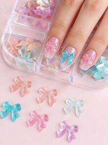 1 Box Bow Nail Art Decorations, 3D Bow Ribbons, Colorful Nail Art Accessories, Nail Art Jewelry, DIY Crafts, Nail Art Supplies, Women DIY Nail Art Decor Design, Nail Gems. Suitable For Valentine's Day, Wedding Gift Box And Daily Use.