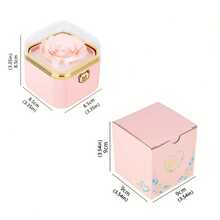 1 Piece Valentine's Day Automatic Flip-Top Rose Scented Surprise Jewelry Box, Elegant Wood-Effect Desktop Gift Set, Ideal For Birthday Gifts, Valentine's Day, Holiday Party Gift Packaging - Multicolor - View 5