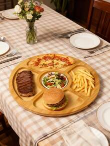 1pc Round Bamboo Cheese Tray With Clear Acrylic Cover - Portable Charcuterie Board For Camping, Gatherings, Restaurants | Appetizer, And Snack Serving Tray For Holidays, Parties, And Snack Organizers (Solid Sky Blue Handcrafted Bamboo) - Multicolor - View 9