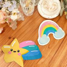 20PCS Bohemian Rainbow Cloud Star Printed Napkins, Rainbow-Shaped Disposable Birthday Party Napkins, Irregular Tissue Napkins, Dinner Handkerchiefs, Wedding Spring Birthday Parties, Wedding Anniversary Tea Parties, Garden Parties, Birthday Party Receptions - Multicolor - View 3