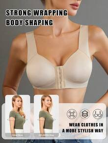 5-Piece Set Of Women's Bras, With Adjustable Front Snap Design, Providing Shaping And Firming Effect, Making The Breast Shape More Rounded And Upright. One-Piece Non-Detachable Padding, Which Doesn't Fall Out Of The Cups. Strong Elasticity, Comfortable Fit, Suitable For Daily Wear Bras. - Nhiều màu - Xem 3