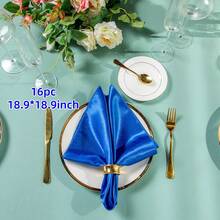 12/16/24片装红色缎面餐巾，18.9*18.9英寸，装饰餐巾，方形餐巾，丝滑优雅的婚礼餐巾，适用于餐厅、宴会、毕业典礼、情人节、生日派对、婚礼、新婚宴及其他餐桌装饰（多种颜色可选）