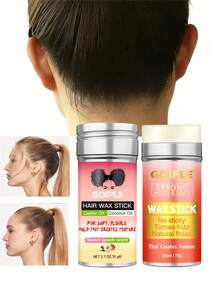 Goiple 2pcs Women's Hair Wax Stick - 75g Smooth Hair Wax Stick, Non-Greasy And Non-Sticky, Creates Soft Styles, Slick Back, Smoothens Frizzy Hair, Effective Flyaway Control, Strong Hold, Suitable For Straight, Wavy, Curly, Voluminous Hair, Sweet Peach Scent - Multicolor - View 3