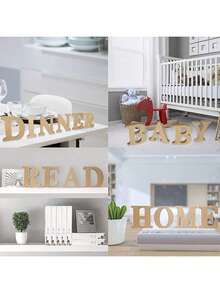 1 pieza Letras de madera de 6 pulgadas diseñables sin terminar para decoración de pared, letras decorativas de pie, tablero de señalización para manualidades, decoración del hogar, fiestas, mejores regalos para cumpleaños y graduación - Caqui - View 8