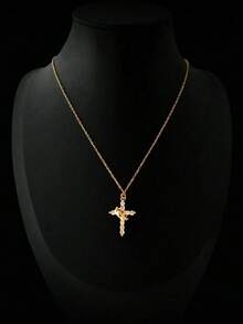 Mother's Day Gifts For Mom Upgraded Crown Cross Necklace For Women 14K Gold Plated Crown Cross Pendant Necklace Simple Diamond Gold Necklaces Faith Cross Jewelry First Communion Necklace - 金色 - 查看 2
