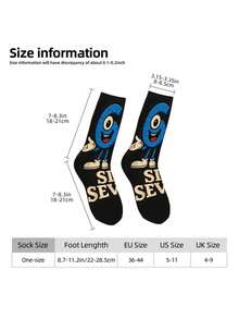 [Washable Gift] Retro 67 Digit Funny Socks - Black, Printed With "67" And Numeric Character Design, Breathable Mid-Calf Casual Funny Socks, Suitable For Themed Outfits, Machine Washable, Cartoon Lover Gift - Multicolor - View 6