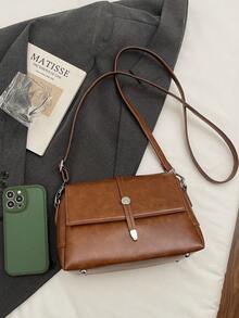 Túi xách vuông nắp gập màu trơn thời trang, phù hợp cho sinh viên đại học/cao đẳng, đi làm, công sở, lễ hội, kỳ nghỉ, tiệc tùng, du lịch. Phù hợp cho phụ nữ, người mới bắt đầu sự nghiệp, nhân viên văn phòng, thanh thiếu niên, sinh viên đại học và các bạn nữ trẻ. - màu nâu - Xem 6