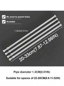 2pcs Modern Adjustable Tension Curtain Rods - Heavy Duty Expandable Rod, No Drill Tension Rod, Suitable For Shower, Closet, Window, Towel Rack - Steel And Plastic Home Decor Bathroom Decor - White - View 20