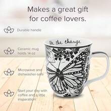 Karma Gifts KA101840A Boho Black and White Mug Butterfly - Mariposa - Ver 2